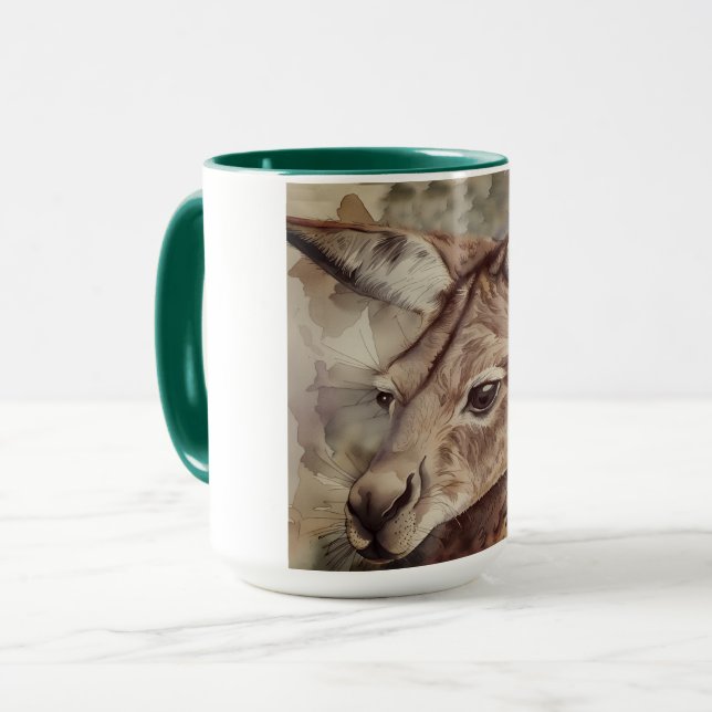 Kangaroo Watercolor Art Mugg (Framsida vänster)