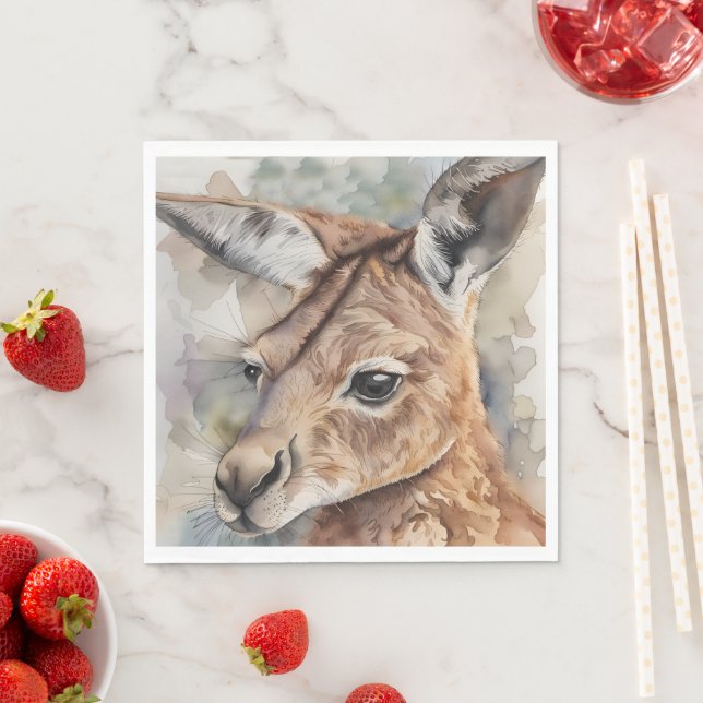 Kangaroo Watercolor Art Pappersservett (Insitu)