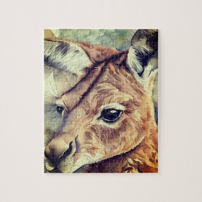 Kangaroo Watercolor Art Pussel (Vertikal)