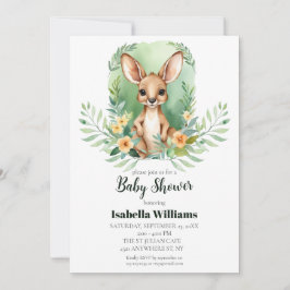 Kangaroo Watercolor Baby Shower Inbjudningar