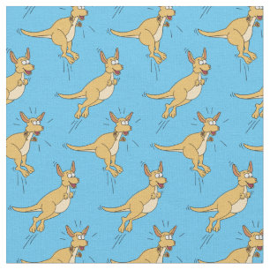 Kangaroos Cute Kids Tecknad Blue Tyg