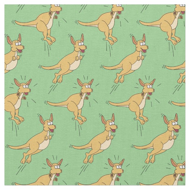 Kangaroos Cute Kids Tecknad Tyg (Närbild)