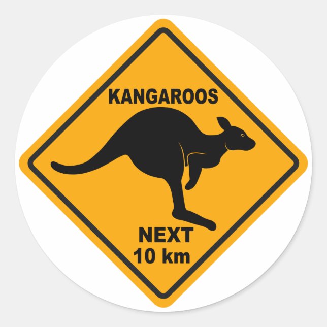Kangaroos Next 10 km Runt Klistermärke (Framsida)