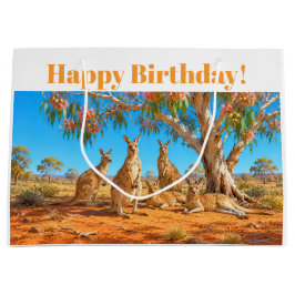 Kangaroos under flowering gumtree Happy Birthday