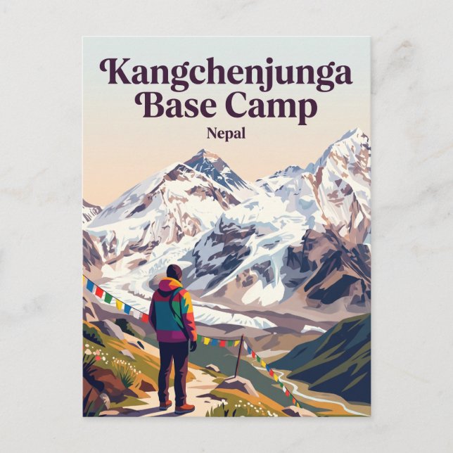 Kangchenjunga basläger Nepal Vykort (Framsida)