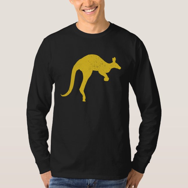 Känguru Aussie Australien Roo Gul Känguru T Shirt (Framsida)