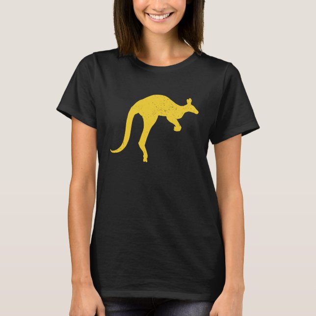 Känguru Aussie Australien Roo Gul Känguru T Shirt (Framsida)