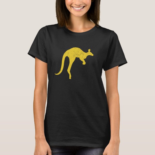Känguru Aussie Australien Roo Gul Känguru T Shirt (Framsida)