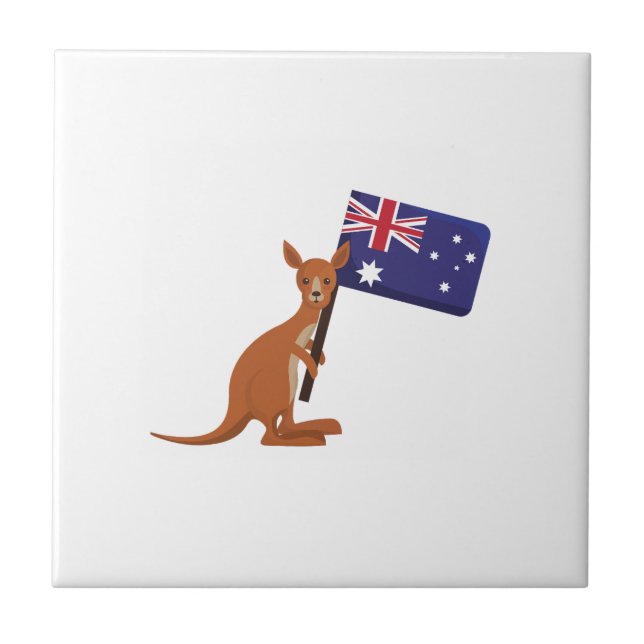 känguru australiens flagga kakelplatta (Framsidan)