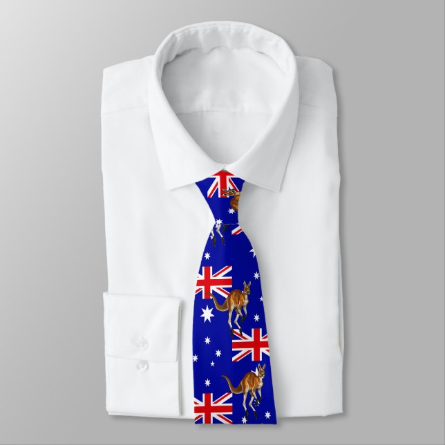 Känguru australiensisk flaggmönsterbakgrund slips (Bunden)