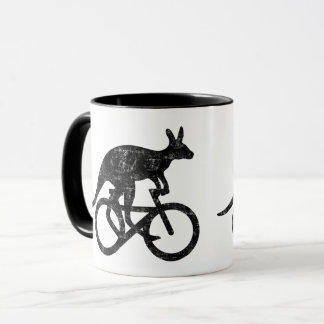 Känguru fährt Fahrrad lustig Motivation Australien Mugg