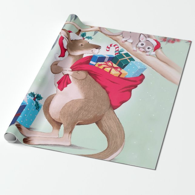 Känguru jul - Australiensisk julkonst Presentpapper (Utrullad)