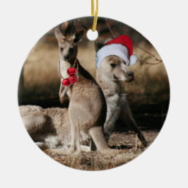 Känguru jul i det lyckliga landet julgransprydnad keramik