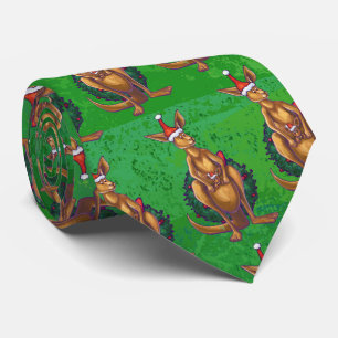 Känguru jul på Målade Gröna Bakside Slips