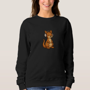 Känguru Kawaii Med Hörlurar Roligt Zoo Favor T Shirt