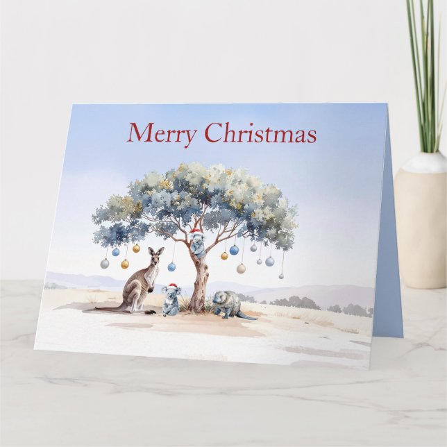 Känguru Koalas Näbbdjur Jul Eukalyptus Pyntskott Kort (Framsida)
