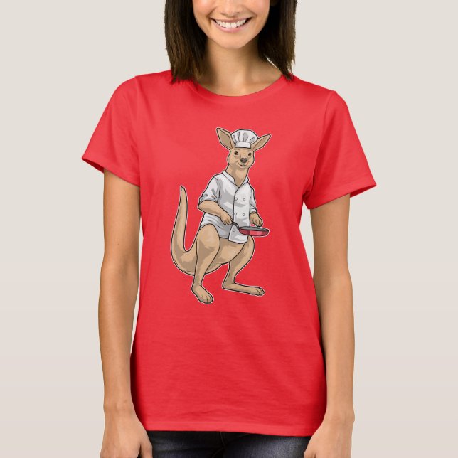Känguru Kokpanna Matlagning T Shirt (Framsida)