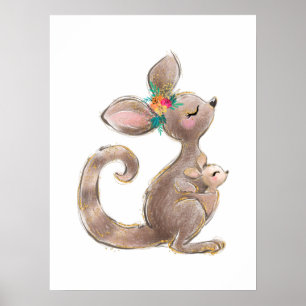 Känguru mamma och baby poster