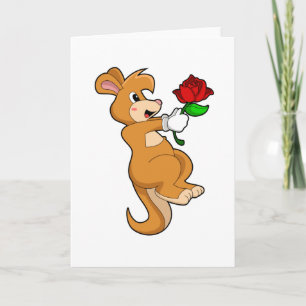 Känguru med blomma kort