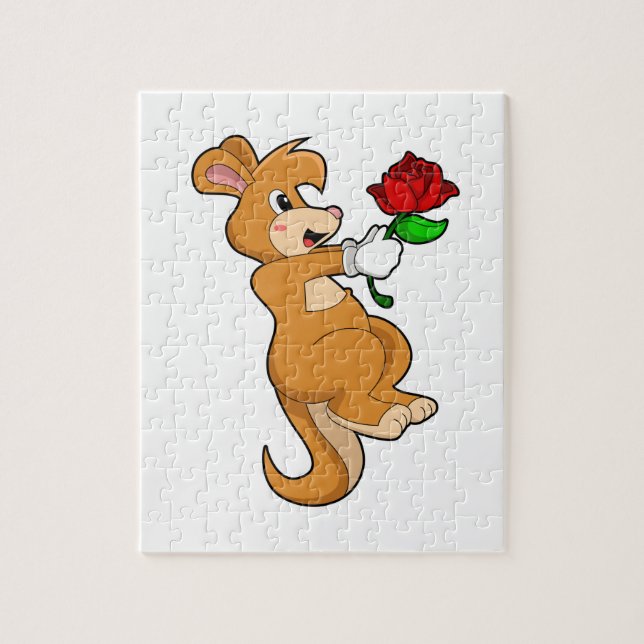 Känguru med blomma pussel (Vertikal)