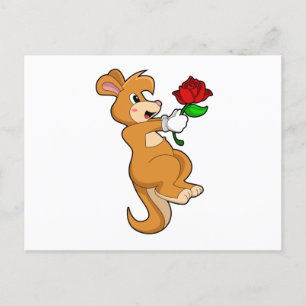 Känguru med blomma vykort