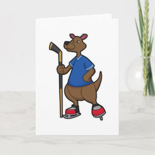 Känguru på ishockey med ishockeyklubba kort