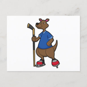 Känguru på ishockey med ishockeyklubba vykort