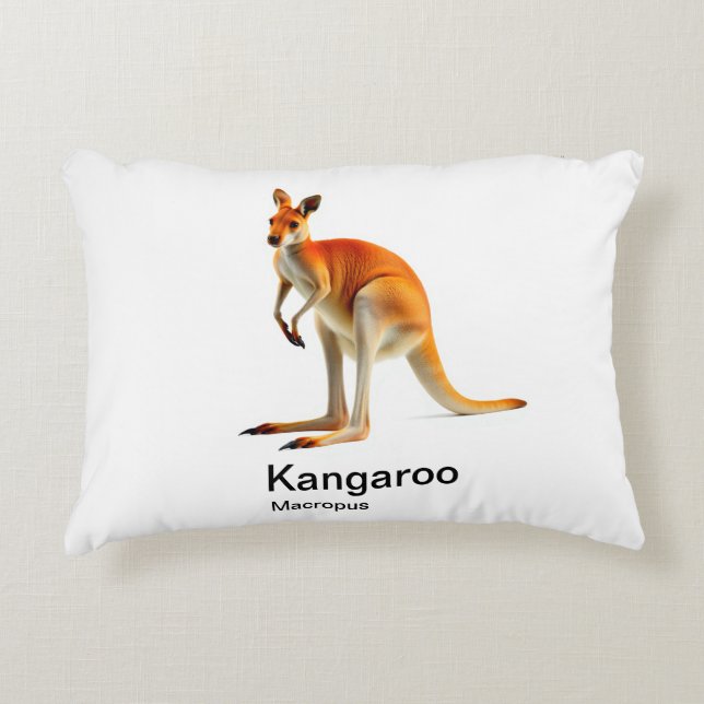 Känguru på vit bakgrund prydnadskudde (Framsidan)