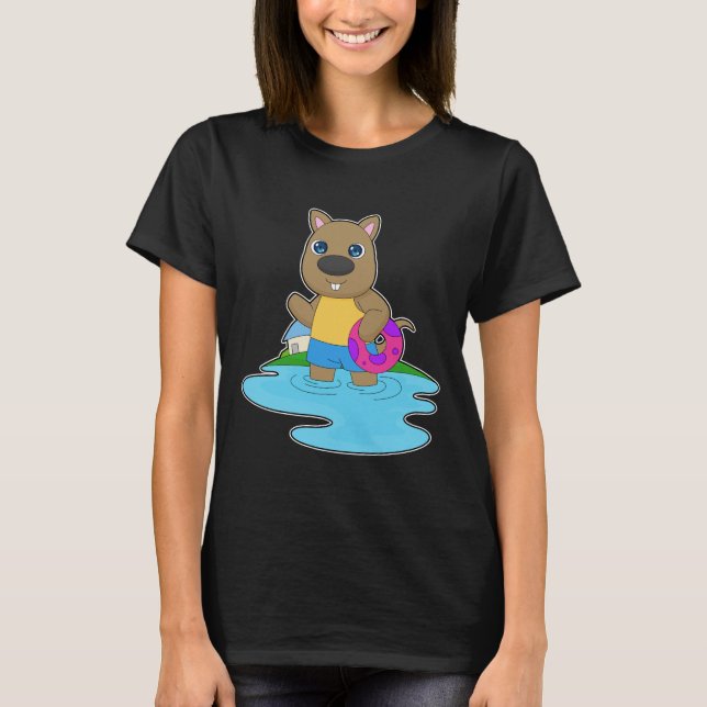 Känguru Simning Uppblåsbar flotte Sommar T Shirt (Framsida)