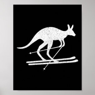 Känguru Skidspaß Vintersporter Australien Resa Poster