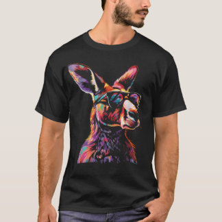 Känguru som bär solglasögon Färgglad Rolig T Shirt