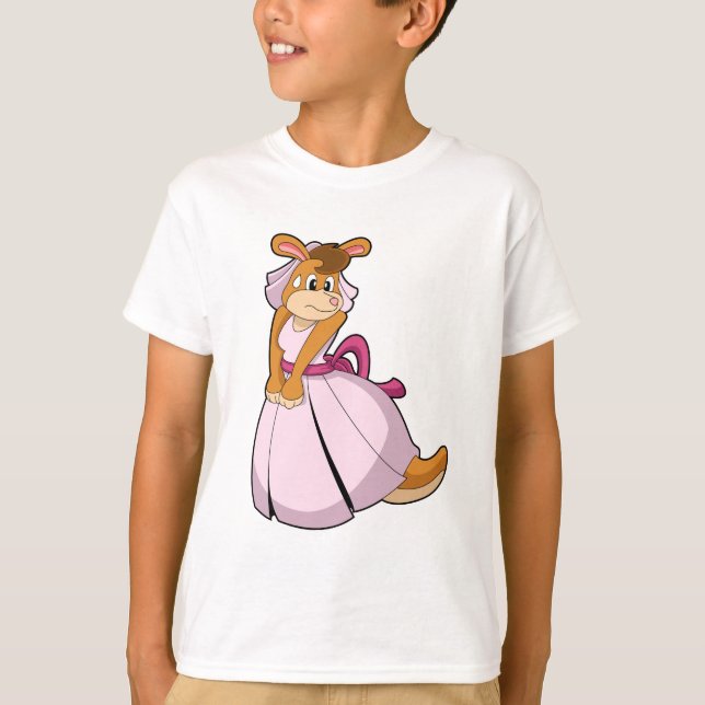 Känguru som brud med bröllopsklänning t shirt (Framsida)