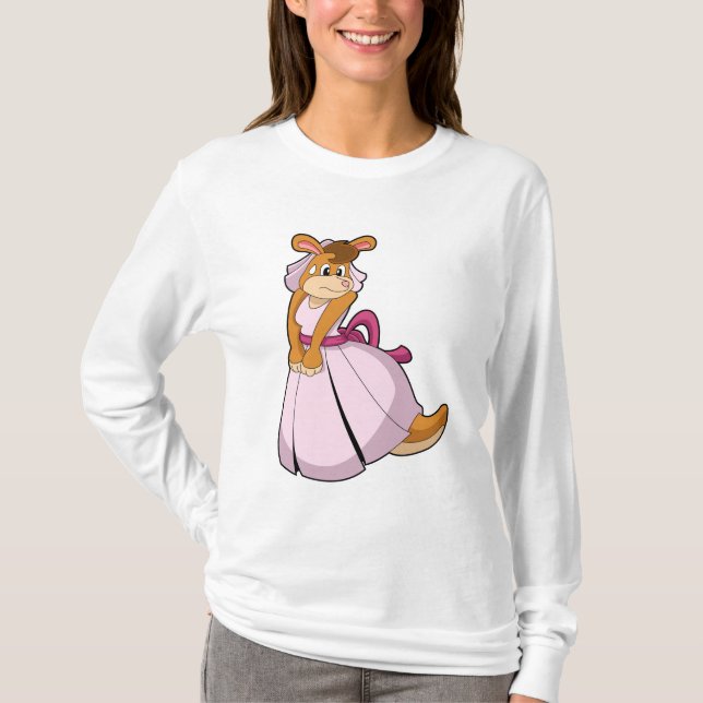 Känguru som brud med bröllopsklänning t shirt (Framsida)
