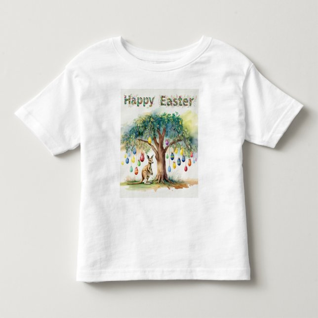 Känguru under eukalyptusträd med påskägg t shirt (Framsida)