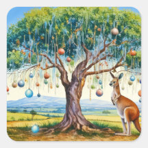 Känguru under gumtree med julgranskulor