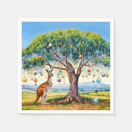 Känguru under gumtree med julgranskulor pappersservett