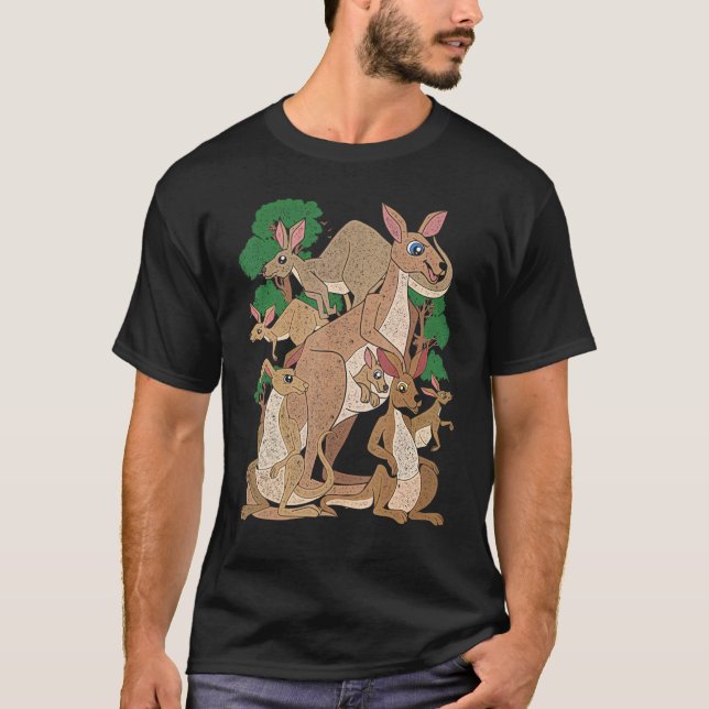 Känguruer Australien Djur  Träd Aussie Känguru T Shirt (Framsida)