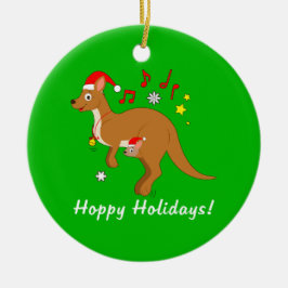 Kängurumamma och känguruunge på Hoppy helgdagar Julgransprydnad Keramik