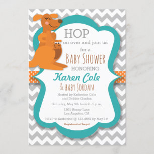 Kängurumammor & baby - baby shower Invitatoin Inbjudningar