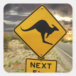 Kängurun undertecknar, Australien Fyrkantigt Klistermärke