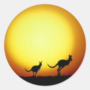 Kängurur i australier Outback Runt Klistermärke