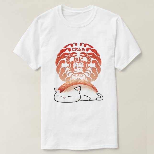Kani Crab Sushi Cat T Shirt (Design framsida)