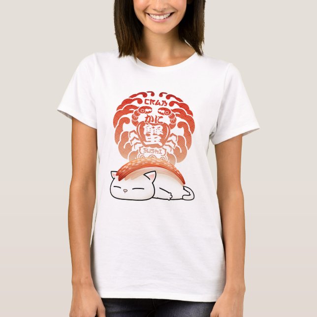 Kani Crab Sushi Cat T Shirt (Framsida)
