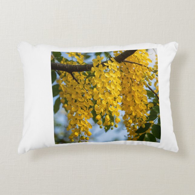Kanikonna Golden Shower Tree Botanisk Enkelhet Prydnadskudde (Framsidan)