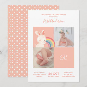 Kanin • Alfabet Monogram Söt Baby Shower Inbjudningar