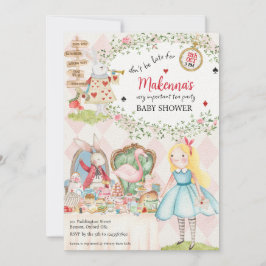 Kanin Alice Adeventures i Wonderland Baby Shower Inbjudningar