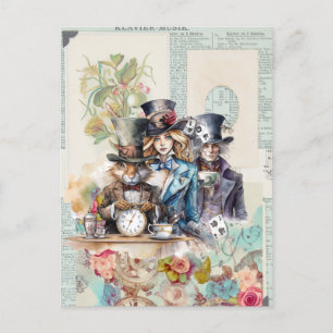 Kanin, Alice och mad Hatter i Top hat Vykort