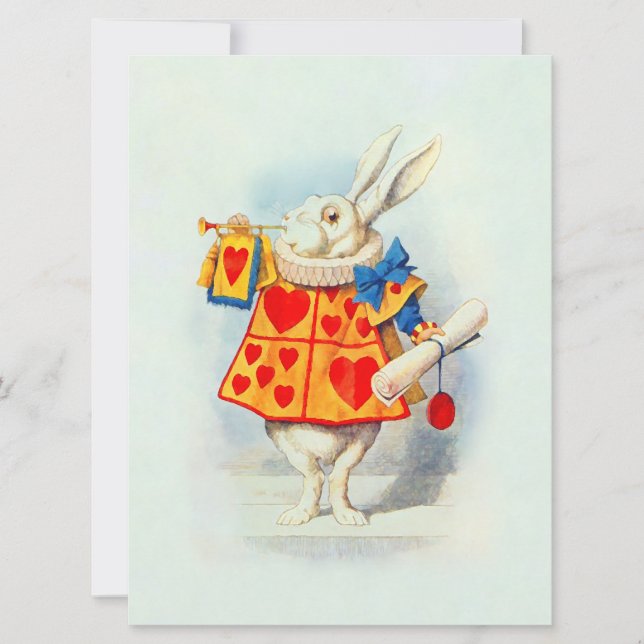 Kanin Alice Wonderland PAPPRARE/STORLEKARE/SHAPE O Inbjudningar (Framsida)