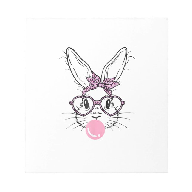 Kanin Ansikte Leopard Glasögon Bubblegum Påskdag G Anteckningsblock (Framsida)