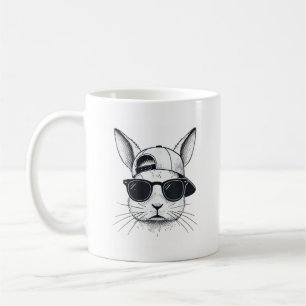 Kanin Ansikte med Solglasögon Kappa Påskdag för Po Kaffemugg